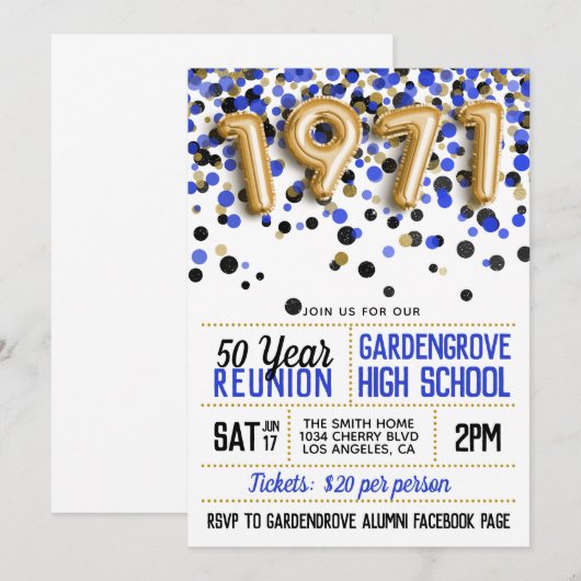 1971年高校懇親会 招待状 (正面/裏面)