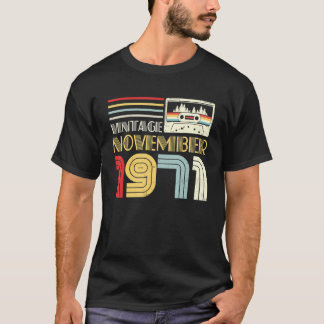1971年11月カセットテープヴィンテージ50誕生日 Tシャツ