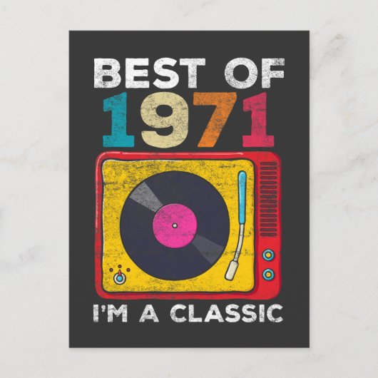 1971生まれヴィンテージ50歳誕生日ビニールクラシックミュージック ポストカード (正面)