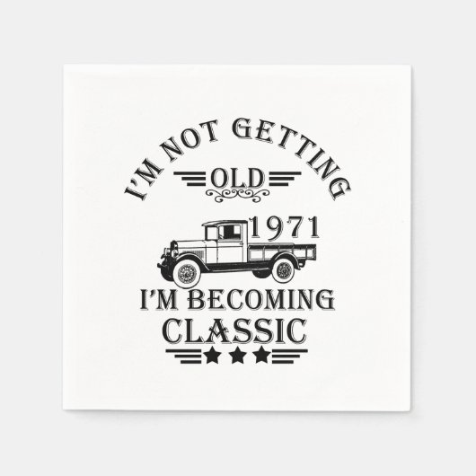 1971生まれ年のヴィンテージ生誕生月贈り物 スタンダードカクテルナプキン (正面)