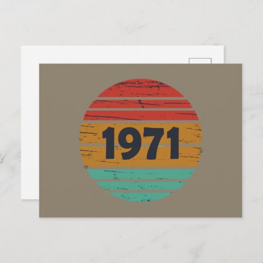 1971生まれ年のヴィンテージ誕生日ギフト シーズンポストカード (正面/裏面)