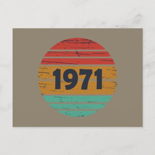 1971生まれ年のヴィンテージ誕生日ギフト シーズンポストカード (正面)