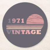 1971生まれ年のヴィンテージ誕生日ギフト ラウンドペーパーコースター (正面)