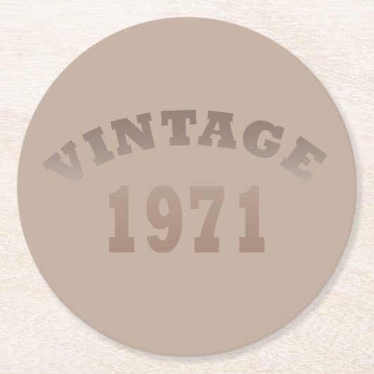 1971生まれ年のヴィンテージ誕生日ギフト ラウンドペーパーコースター (正面)