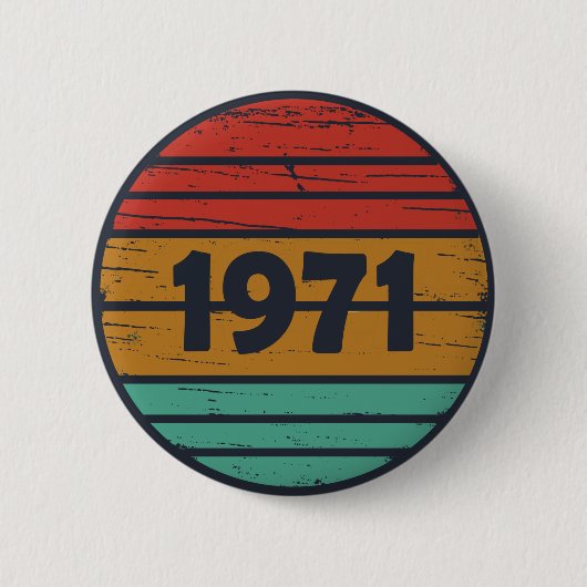 1971生まれ年のヴィンテージ誕生日ギフト 缶バッジ (正面)