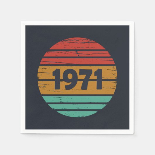 1971生まれ年のヴィンテージ スタンダードカクテルナプキン (正面)