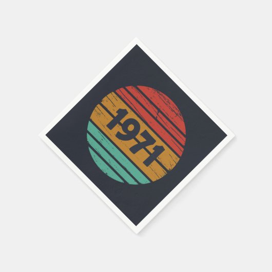 1971生まれ年のヴィンテージ スタンダードカクテルナプキン (角)