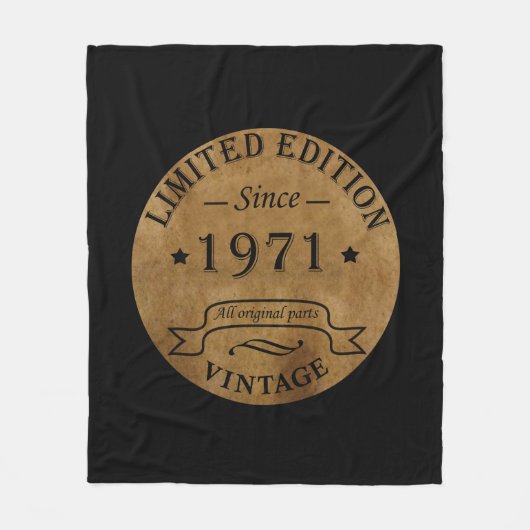 1971生まれ年のヴィンテージ フリースブランケット (正面)