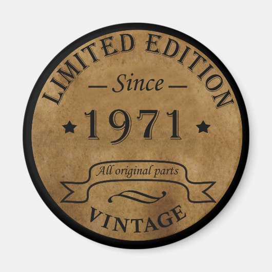 1971生まれ年のヴィンテージ マグネット (正面)