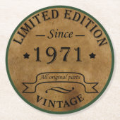 1971生まれ年のヴィンテージ ラウンドペーパーコースター (正面)