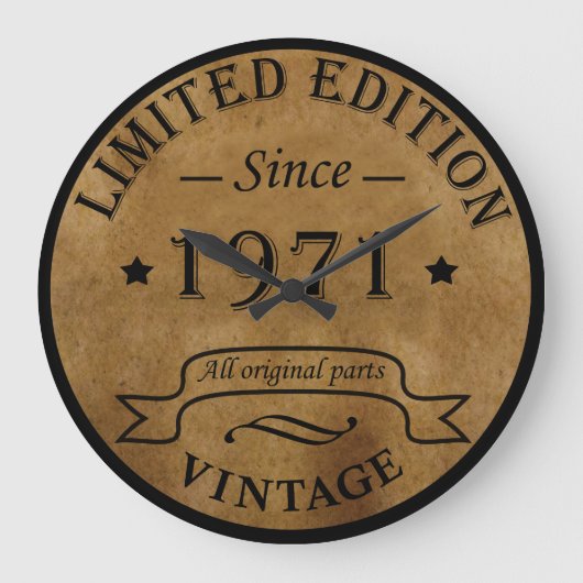 1971生まれ年のヴィンテージ ラージ壁時計 (正面)