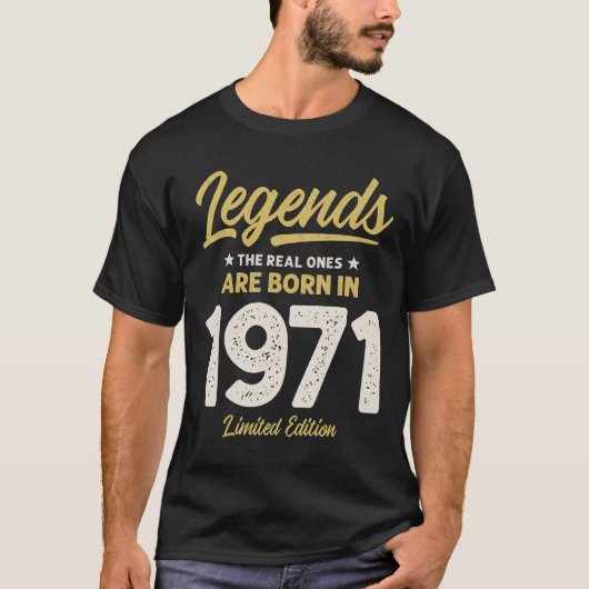 1971生まれ年の伝説 – 51歳の誕生日レトロクラシック Tシャツ (正面)