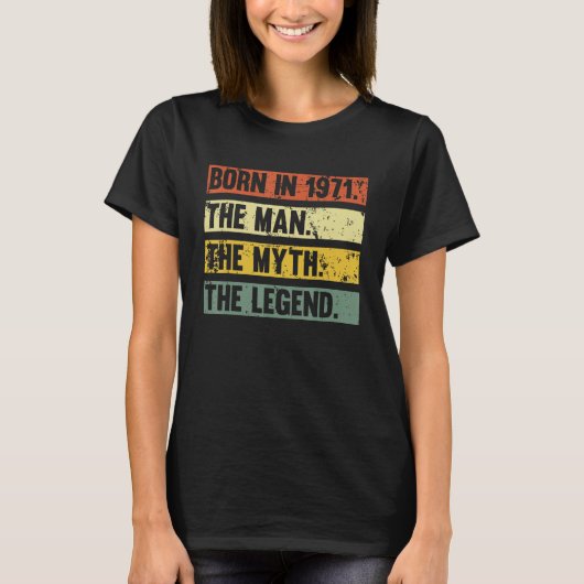 1971生まれ年レトロ男の神話の伝説誕生日ヴィンタグ Tシャツ (正面)