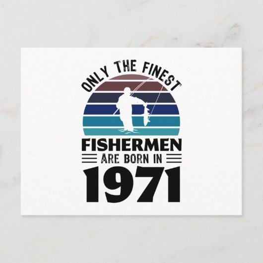 1971生まれ年漁民50誕生日魚釣り贈答品 ポストカード (正面)