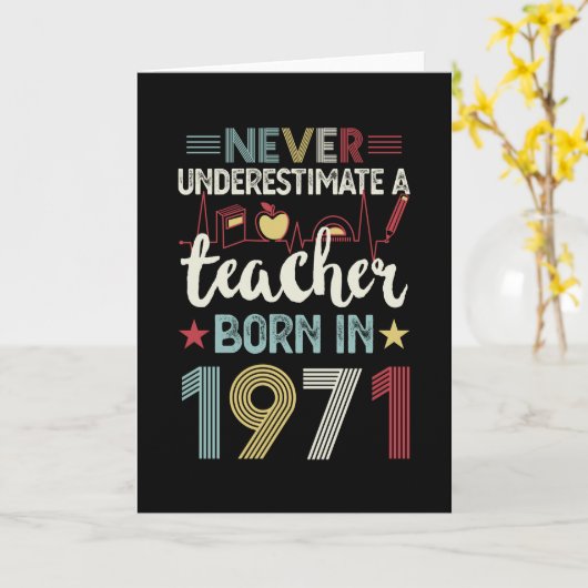 1971生まれ年50誕生日ギフト先生教え カード (黄色い花)