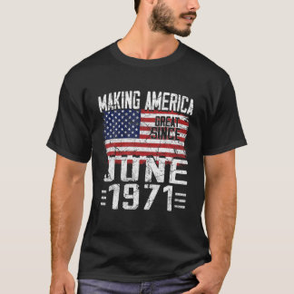 1971生まれ年6月50歳T型ヴィンテージ50位誕生日 Tシャツ