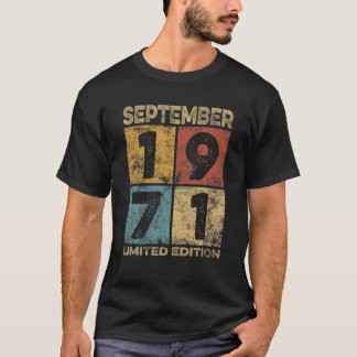 1971生まれ年9月誕生日ヴィンテージレトロ50Y Tシャツ