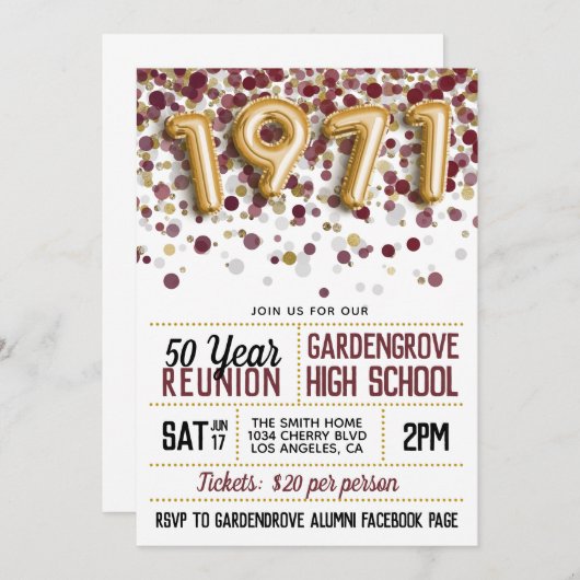 1971高校同窓会 招待状 (正面/裏面)