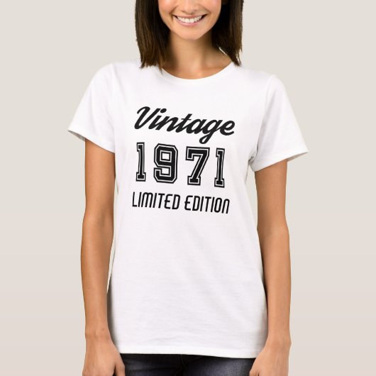 1971 ビンテージ限定版 誕生日 Tシャツ (正面)