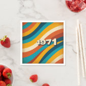 1971 レトロペーパーナプキン ヴィンテージ 70年代 グルーヴィー ストライプ スタンダードカクテルナプキン (インサイチュ)