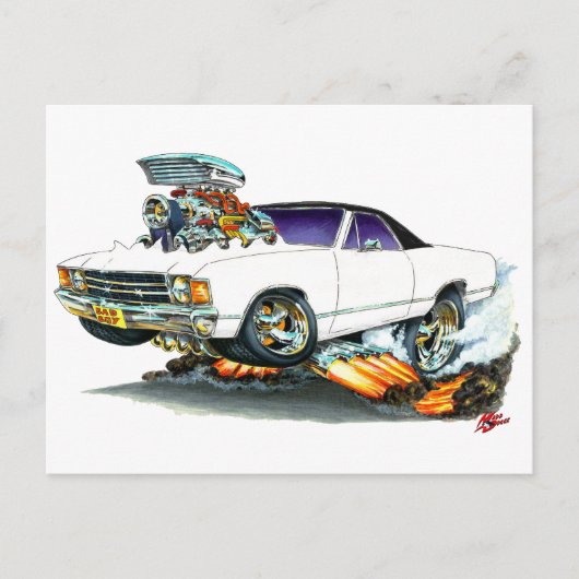 1971-72エルカミノホワイトブラックトラック ポストカード (正面)