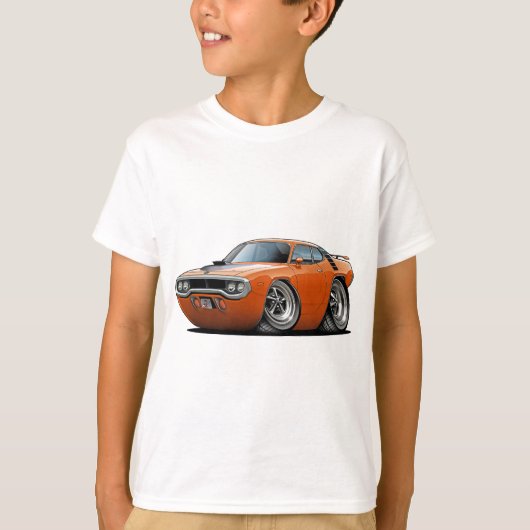 1971-72年のロードランナーのオレンジ黒い車 Tシャツ (正面)