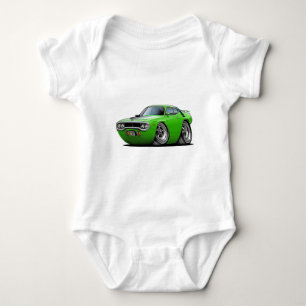 1971-72年のロードランナーのライム黒い車 ベビーボディスーツ