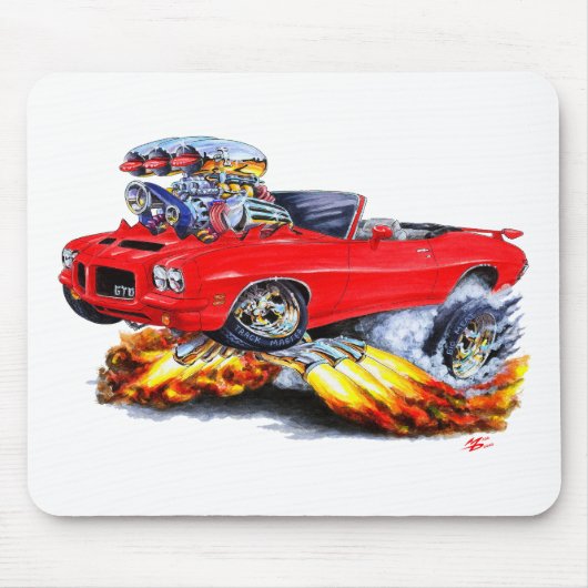 1971-72 GTOの赤いコンバーチブル マウスパッド (正面)