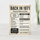 1971 Back in the Day, Fun Facts Birthday Card カード (正面)
