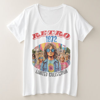 1972レトロ-レトロリバイバル（限定品） プラスサイズTシャツ