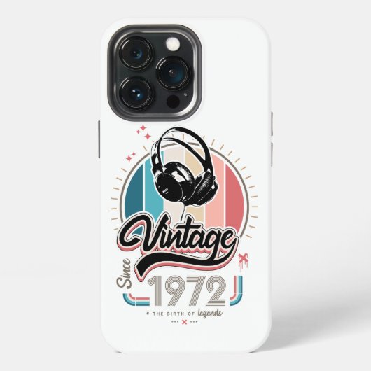1972年からヴィンテージのヘッドホン iPhoneケース (裏面)