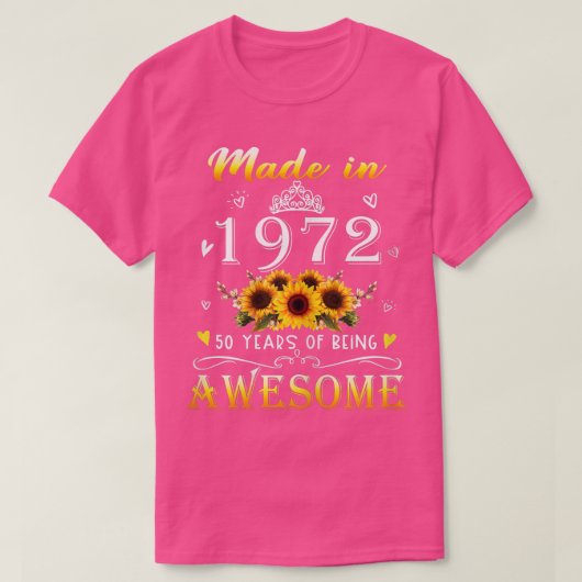 1972年に作られた女性ひまわり50日目50年 Tシャツ (デザイン正面)
