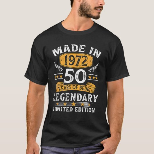 1972年に作られた50歳のギフト50番目の誕生日ギフト Tシャツ (正面)