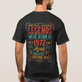 1972年に作られた50歳のギフト50番目の誕生日ギフト Tシャツ (裏面)