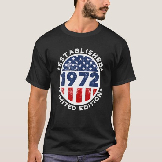 1972年に設立された第50誕生日レトロアメリ Tシャツ (正面)