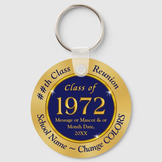 1972年のクラスの好意、キーホルダーネイビーブルーと金ゴールド キーホルダー (正面)