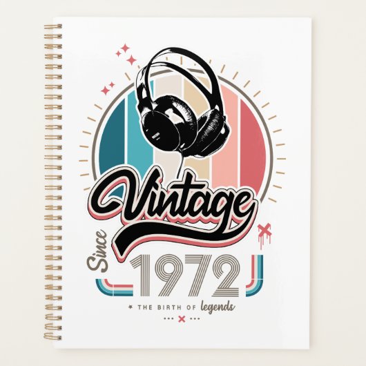 1972年のヘッドフォン以降のヴィンテージ プランナー手帳 (正面)