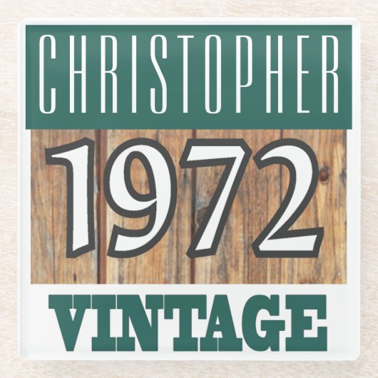1972年の名前のヴィンテージガラスコースター ガラスコースター (正面)
