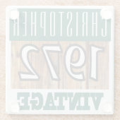 1972年の名前のヴィンテージガラスコースター ガラスコースター (裏面)