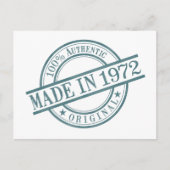 1972年の誕生年間の丸ゴム印のロゴで作られる ポストカード (正面)