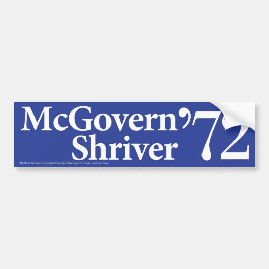 1972年のMcGovern Shriverのヴィンテージのバンパーステッカー バンパーステッカー (正面)