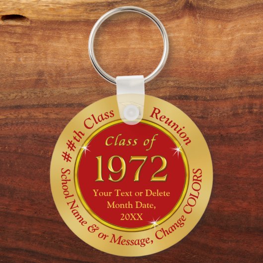 1972年クラスお土産、赤と金ゴールドまたは任意の色 キーホルダー (正面)