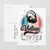 1972年以来のヴィンテージヘッドホン ポストカード (正面/裏面)