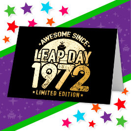1972年生まれのうるう年の誕生日2月29日 箔グリーティングカード