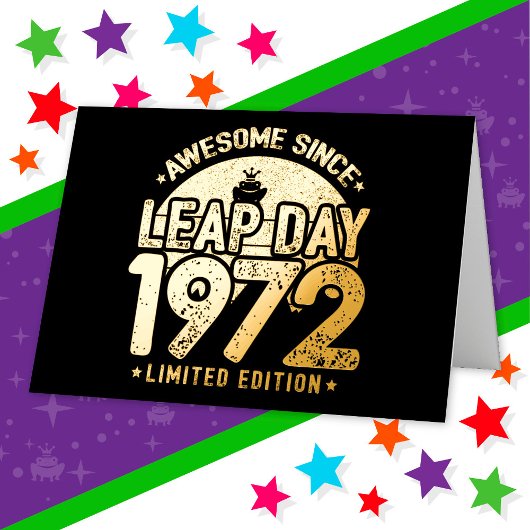 1972年生まれのうるう年の誕生日2月29日 箔グリーティングカード