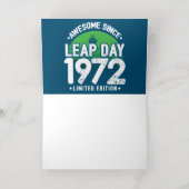 1972年素晴らし閏年日以後2月29誕生日 箔グリーティングカード (内側レイダウン)