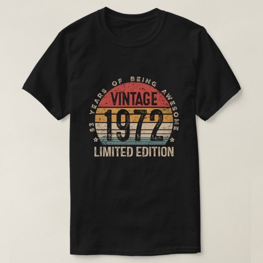 1972年製 ビンテージ 53歳の誕生日ギフト 男女兼用 53 Tシャツ (デザイン正面)