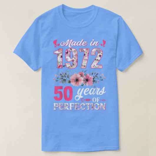 1972年製 フラワーデザイン 50歳誕生日ギフト Tシャツ (デザイン正面)