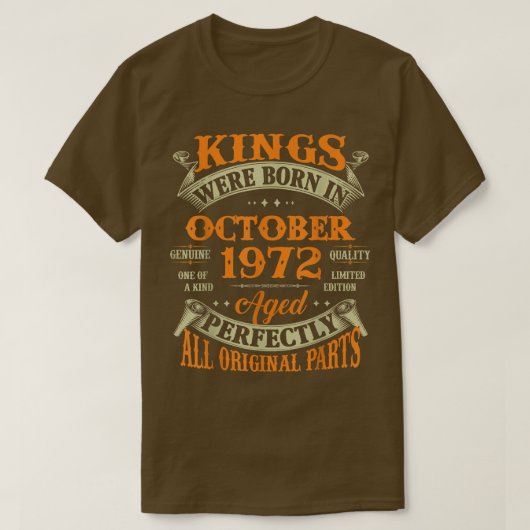 1972年10月の第50回誕生日生まれギフトキング Tシャツ (デザイン正面)