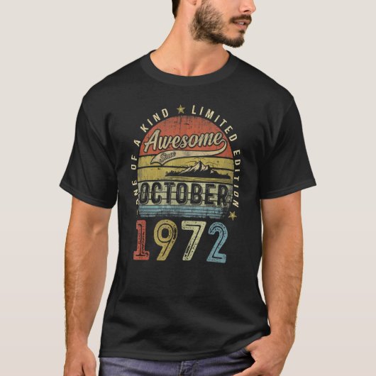 1972年10素晴らし月50日生以来50歳 Tシャツ (正面)